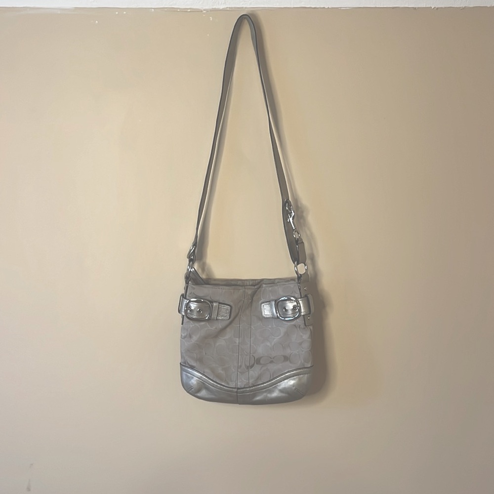 COACH Grey and Silver Shoulder Crossbody Purse Medium Sized - Picture 9 of 9